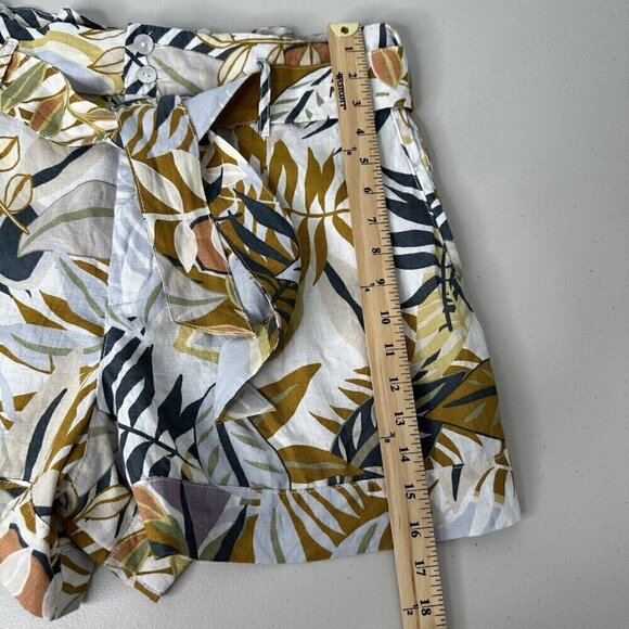 C&C California Shorts Linen Tropical Palm Print Belted XL Paper bag - Picture 9 of 11